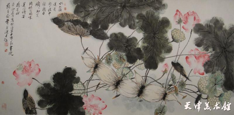 贾广健-水上摘莲-68×138cm.jpg